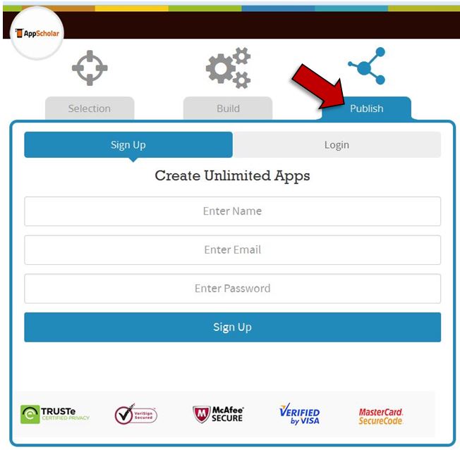how do i create an app and publish